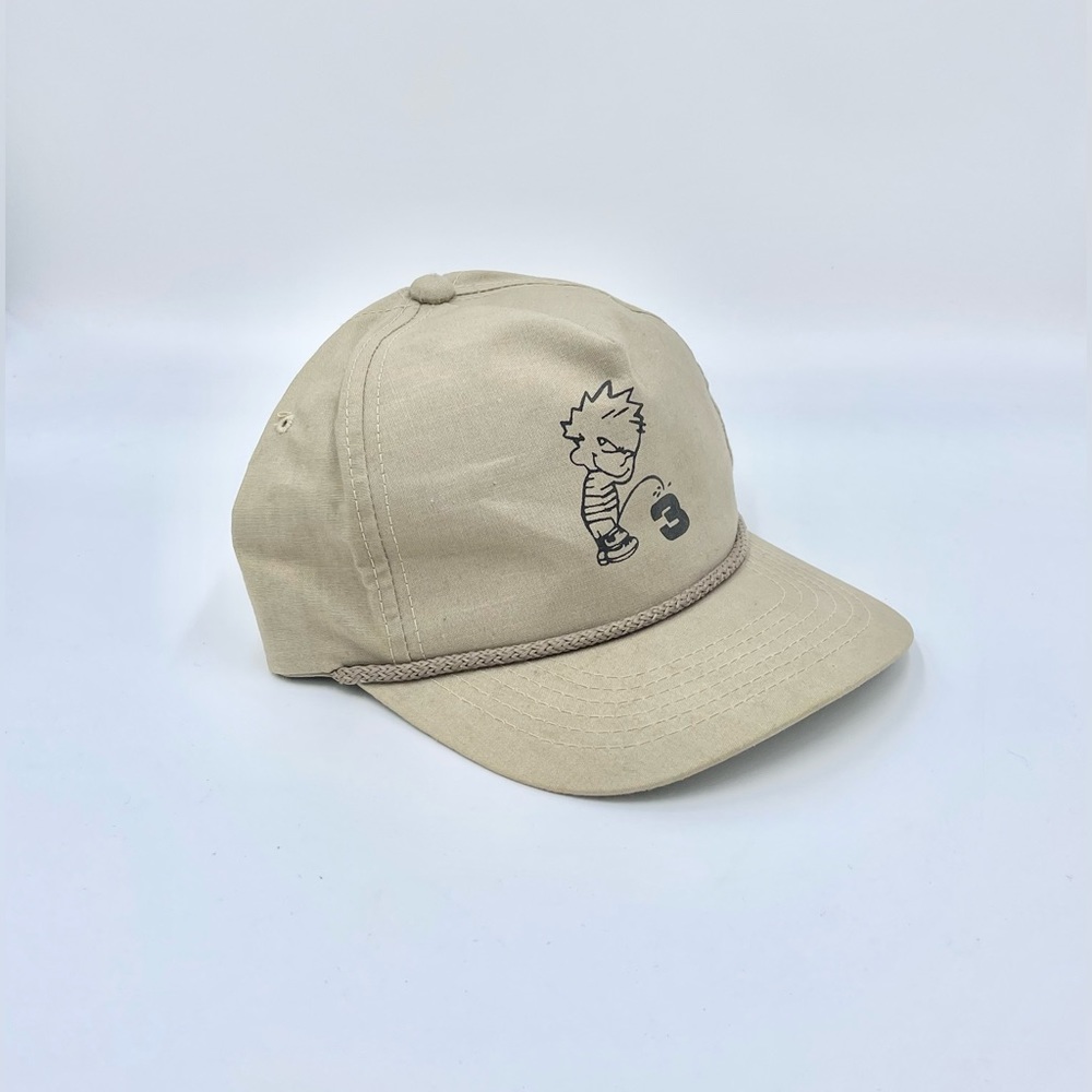 Vintage 90s Calvin Peeing on #3 Dale Earnhardt Tan SnapBack Trucker Hat Adult OS
